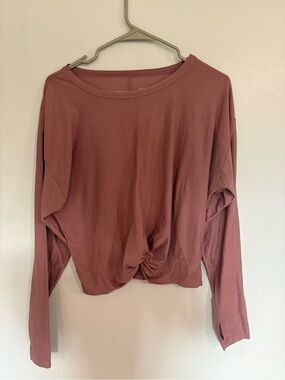Old Navy Long Sleeve Twist Front Top - Mauve Pink